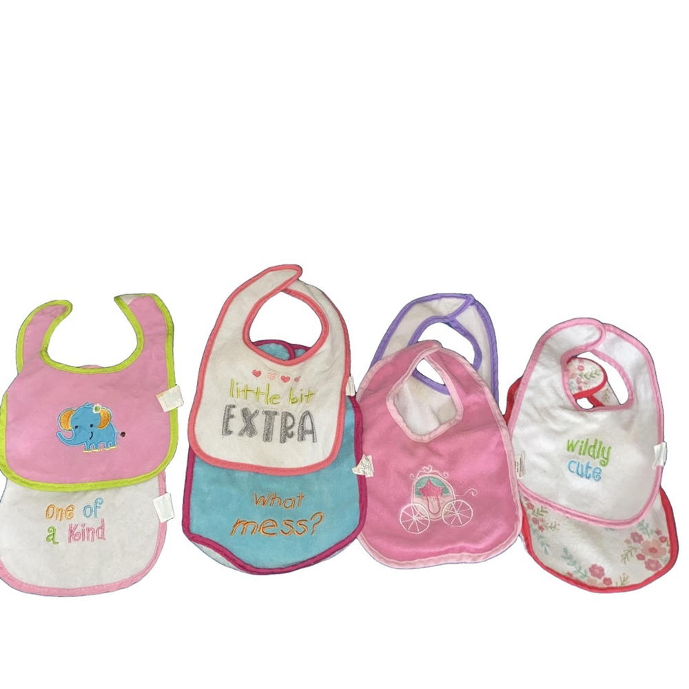 BIBS BIBS BIBS! Assorted lot of 16 bibs One Size Pink Multi-color